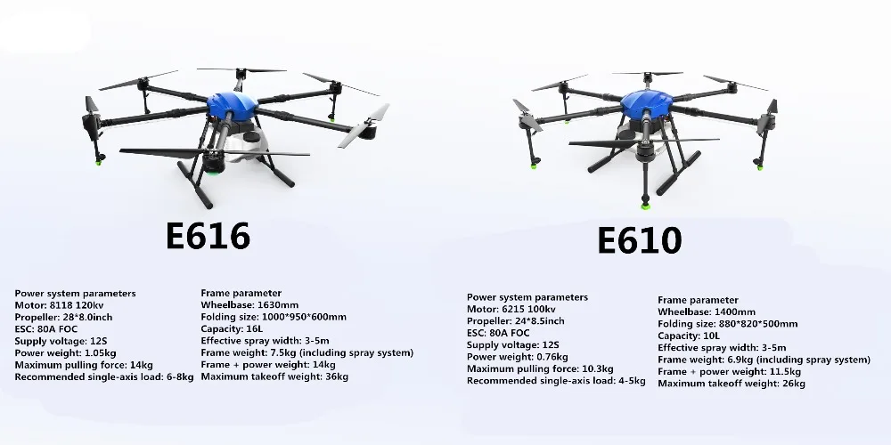 EFT E610 10L 10 кг шестиосевой сельскохозяйственный распылитель Дрон 1400 мм Колесная база складной гексакоптер рама