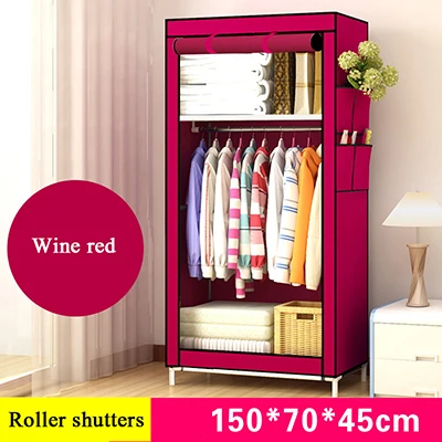 Wine red Простой сложенный студенческий набор для небольшого шкафа DIY сборка шкаф один шкаф для хранения одежды пылезащитный чехол шкаф - Цвет: Wine red