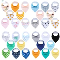 8pcslot soft comfortable colorful 100 organic cotton and baby bandana for boys girls infant adjustable snaps saliva baby bibs