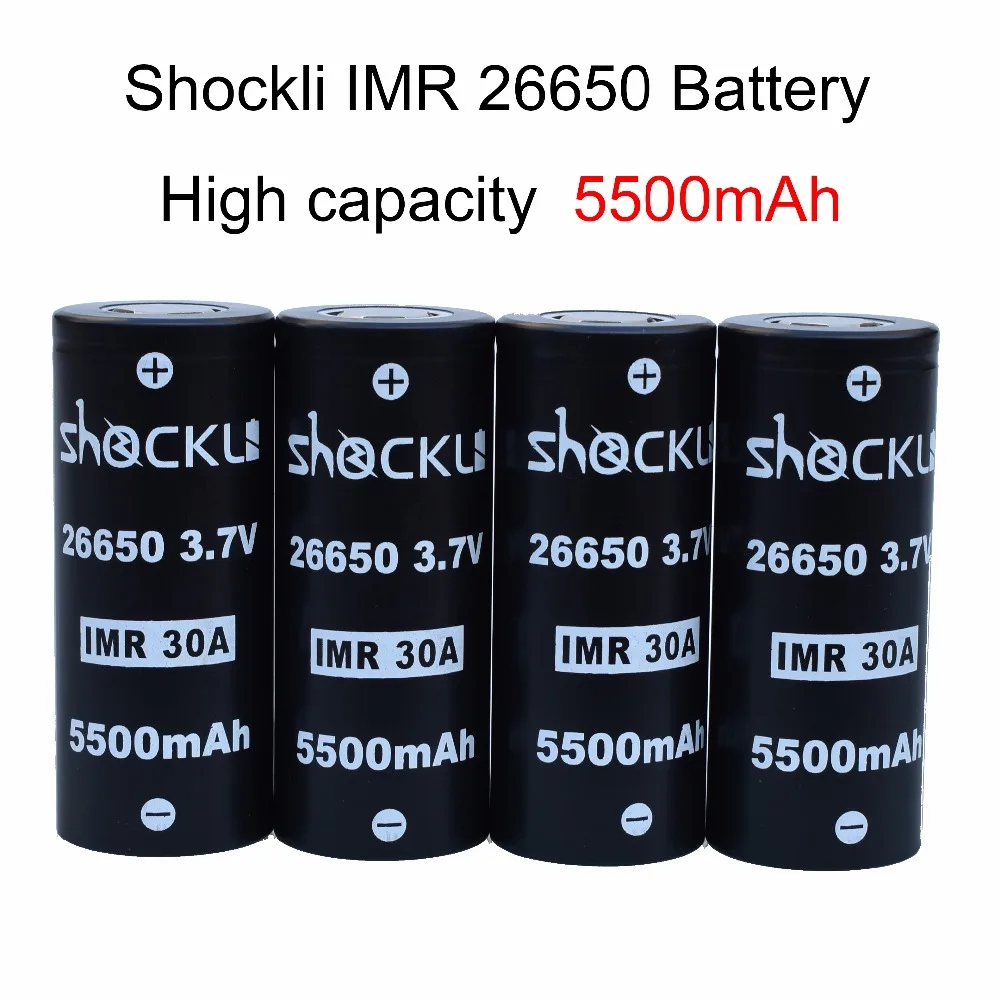 Аккумулятор Shockli 26650 5500 мАч литий ионный аккумулятор 3 7 в 30А для фонариков высокой