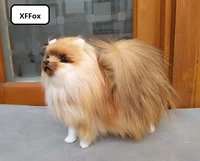 new real life pomeranian dog model plasticfurs brown dog doll gift about 23x20x9cm xf1554