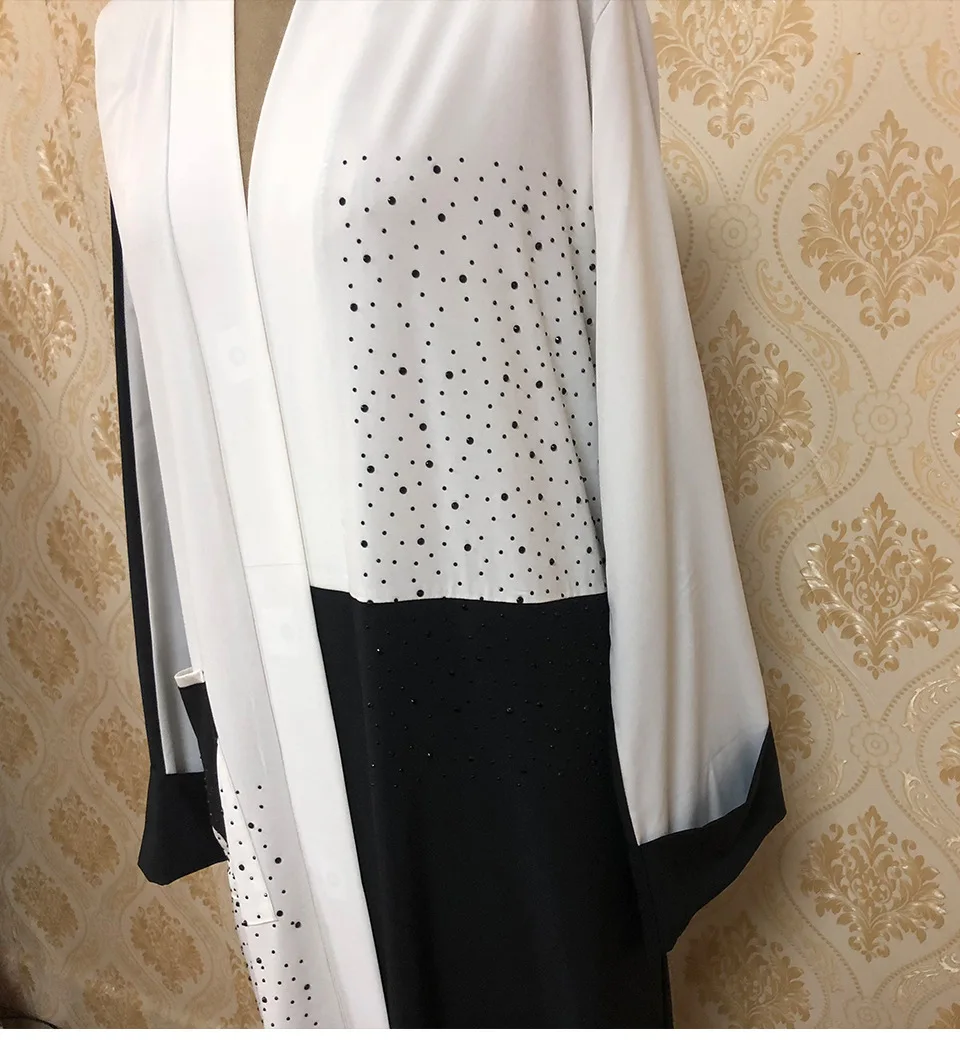 Мусульманское abaya Бисероплетение кардиган Макси платье открытая стежка длинные халаты кимоно Рамадан мусульманская одежда услуги поклонения оптом