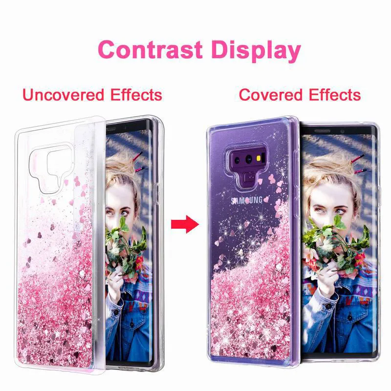Блестящий жидкий плавающий зыбучий песок чехол для Samsung Note 9 Двухслойный дизайн |