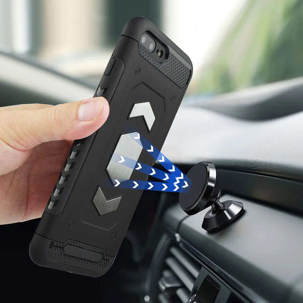 KISSCASE Armor Shockproof Phone Case For iPhone 7 8 6 6s Magnetic Holder Card X XS Plus Cover |