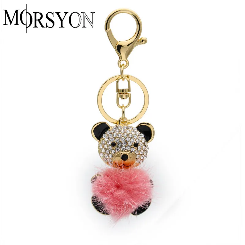 Медведь хрустальный ключ держатель сумки кулон модный брелок для Кошелек