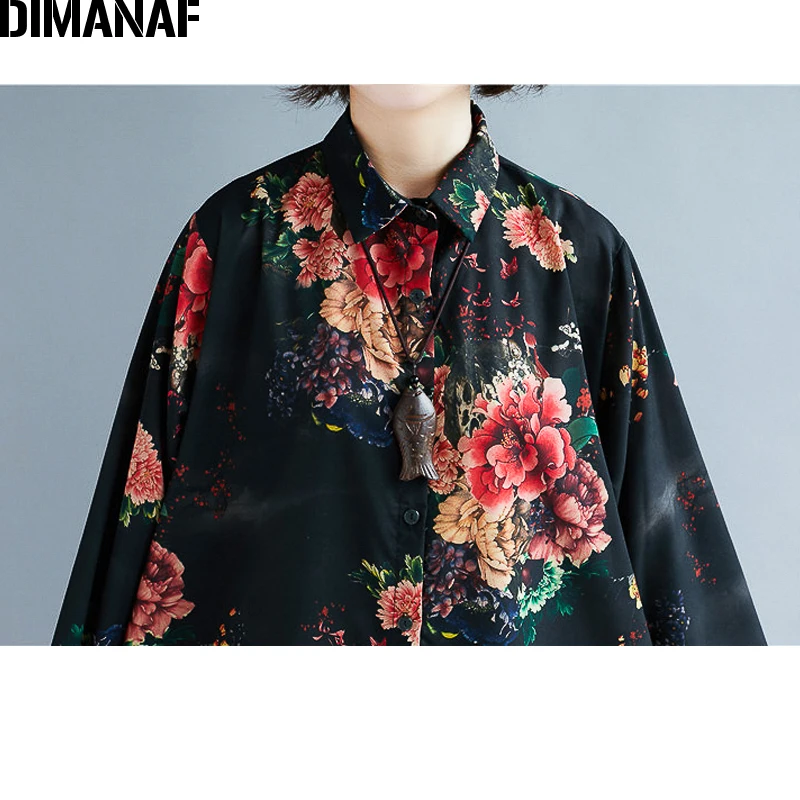 Женский комплект одежды DIMANAF винтажный черный топ из хлопка и льна с цветочным