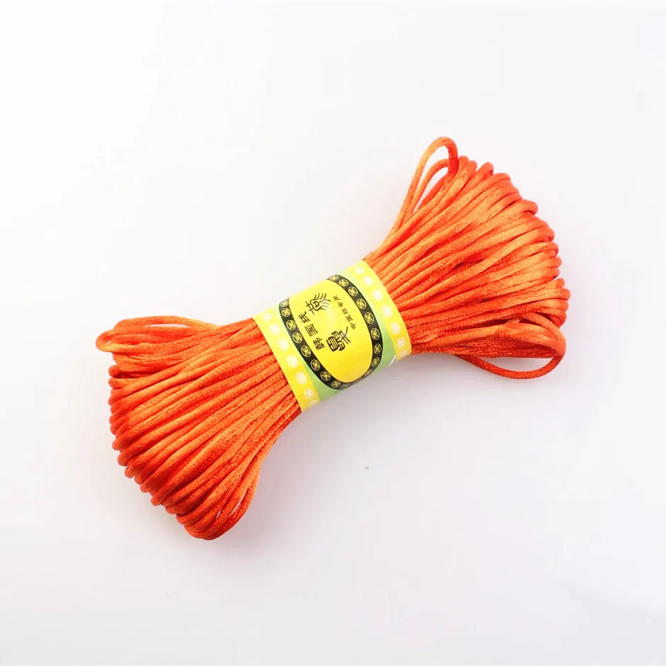 Orange Red 20 м 2,5 мм Разноцветные нейлоновые черные Сатиновые китайские узлы, шелковый шнур для макраме, бисероплетенная нить Шамбала HK198 - Цвет: Orange Red