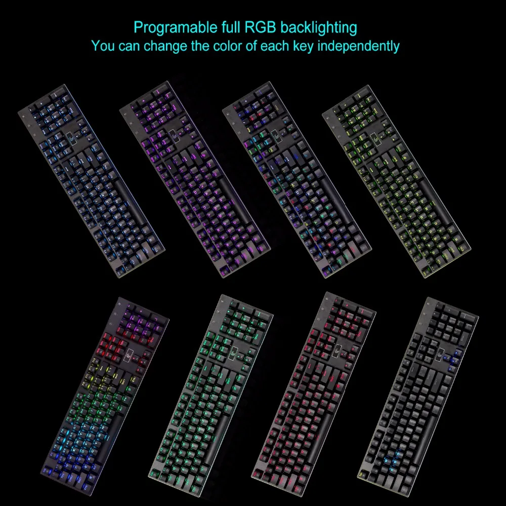 Механическая игровая клавиатура с подсветкой RGB коричневые переключатели Outemu 104
