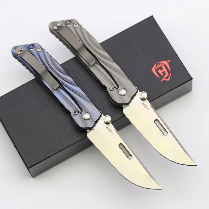 Складной нож GODFUR M390 с титановой ручкой HT02 карманный для кемпинга и охоты