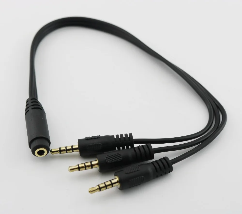 

1pc Gold Plated 3.5mm TRRS Stereo Female 4 Pole Jack to 3x 1/8" Male Plug Audio Headphone Adapter Splitter Cable 30cm/1ft