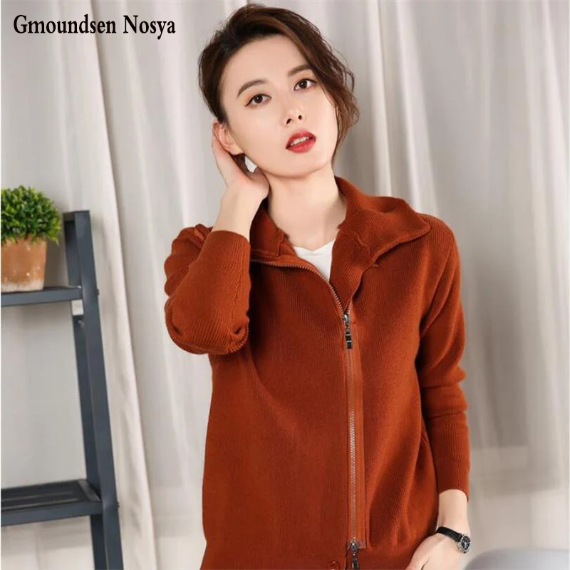 2019 осень зима Новый кардиган с горловиной женский кашемировый свитер Slim Fit Одежда