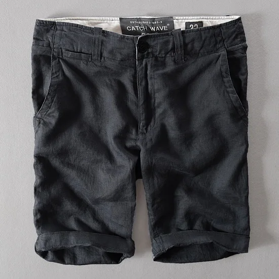 dark gray Новое поступление года льняные пляжные шорты мужские белые сапоги до середины талии свободные Мужская купальная одежда, Шорты повседневные модные пляжные шорты Для мужчин с коротким - Цвет: dark gray