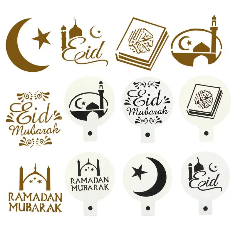 6 шт./компл. Eid Мубарак Рамадан кофе цветок спрей трафарет для украшения торта DIY