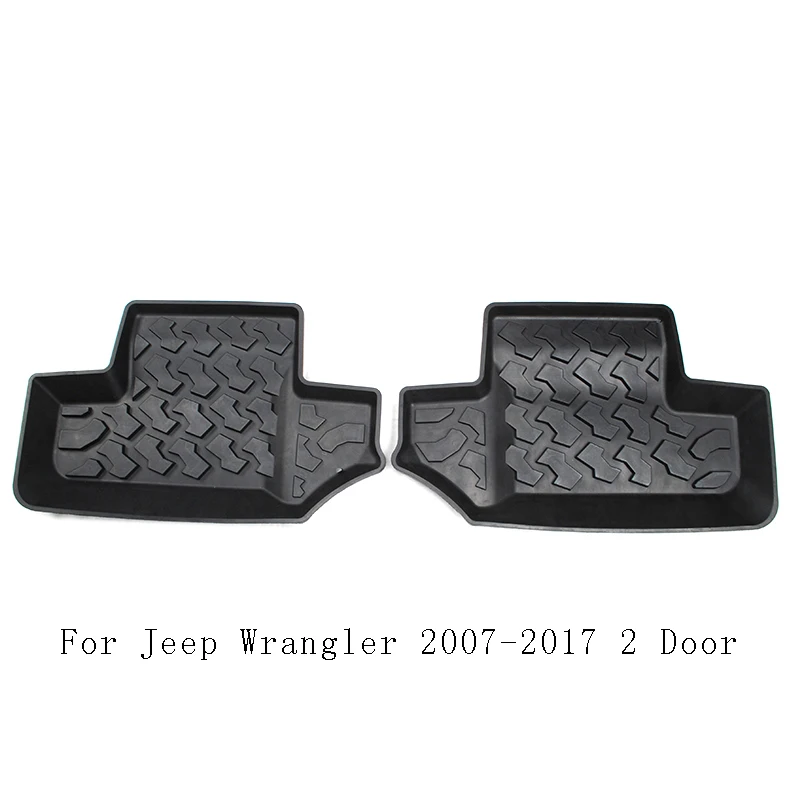 2 door Rear Row MOPAI коврики для Jeep Wrangler JK 2007, резиновые автомобильные Нескользящие Задние Коврики для ног, коврики для подкладки, коврики для JK Wrangler, аксессуары - Название цвета: 2 door Rear Row