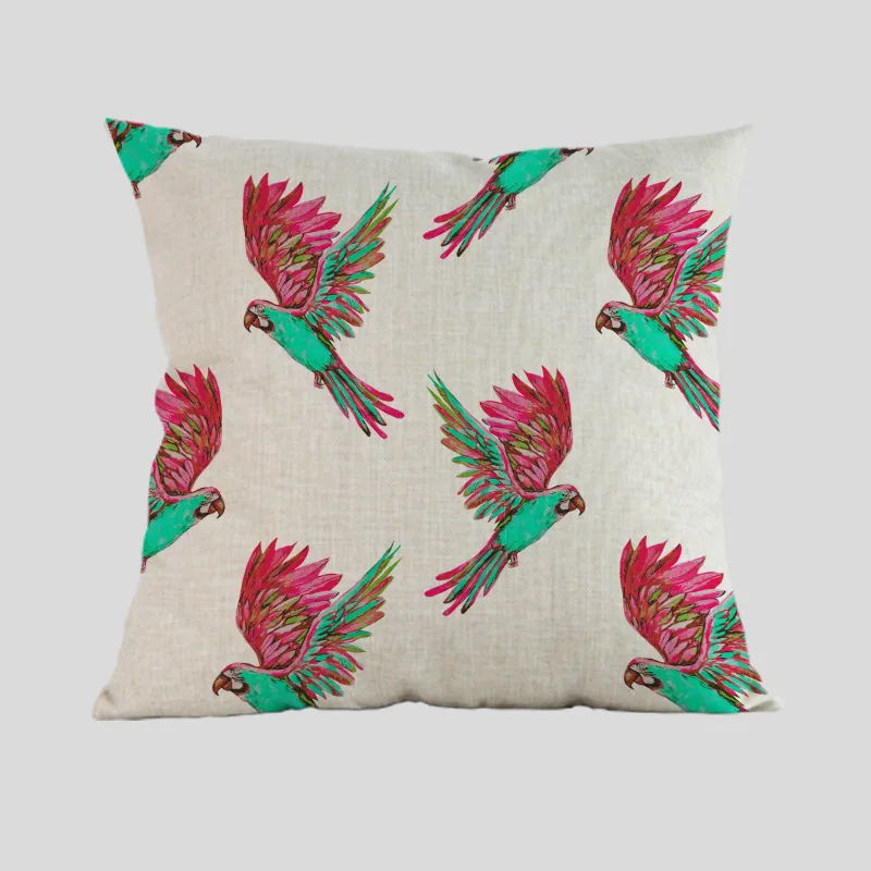 Искусственные Чехлы для подушек с птицами пальмами декоративные льняные