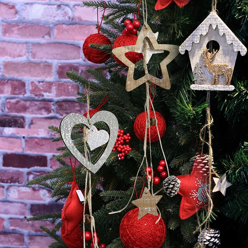 2018 New Wooden Christmas House Cabin Hanging Decor Tree Decoration Party Home Xmas Navidad Random | Дом и сад