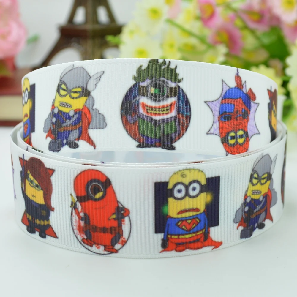 DUWES 7/8 &quot22 мм 2 5 10 20 50 ярдов Миньоны мультфильм напечатанный grosgrain лента бант для