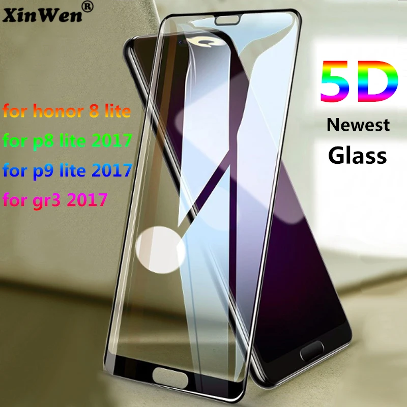 Xinwen 5D защитная пленка из закаленного стекла для huawei honor 8 lite p8 2017 p9 p8lite/p9lite/gr3 3d