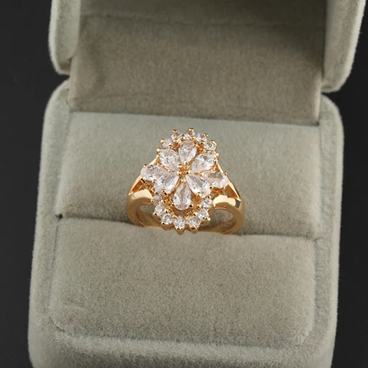 Золотое кольцо Loved Цветочные Обручальные кольца с Подлинная элемент SWA Модные