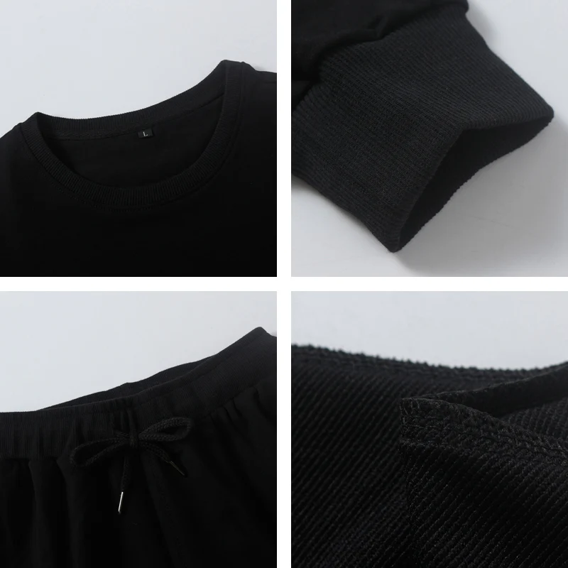 

2018 Gyms New Tracksuit Men Pants Sets Fashion Outfits Pullover Tops Knit Drawstring Pants Sets Gray Casual Two-Pieces Suit C77