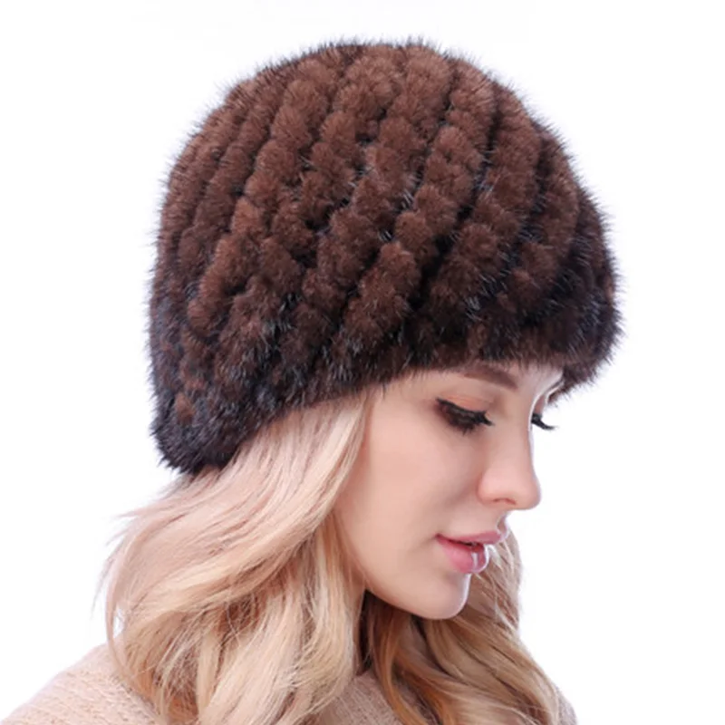 Ruihu Для женщин Ананас Стиль шапка норковая Мех животных теплые толстые Кепки