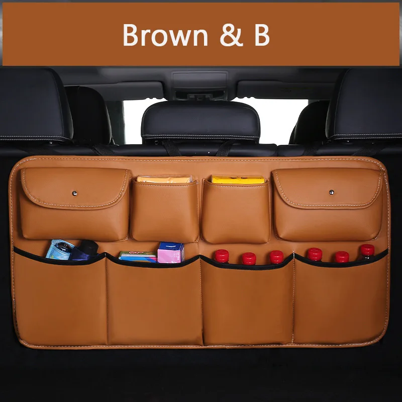 brown -B Многофункциональная 8 карманов Автомобильная задняя спинка сиденья грязевая водонепроницаемая сумка для хранения CarTrunk мульти карманная для напитков еда umbrellaTravel Органайзер - Название цвета: brown -B