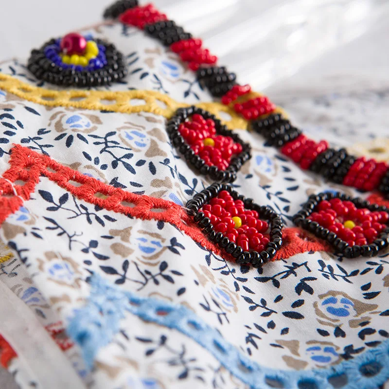 Новый Стиль 2018 Летняя мода выдолбленные вышивка бисером женское платье High End