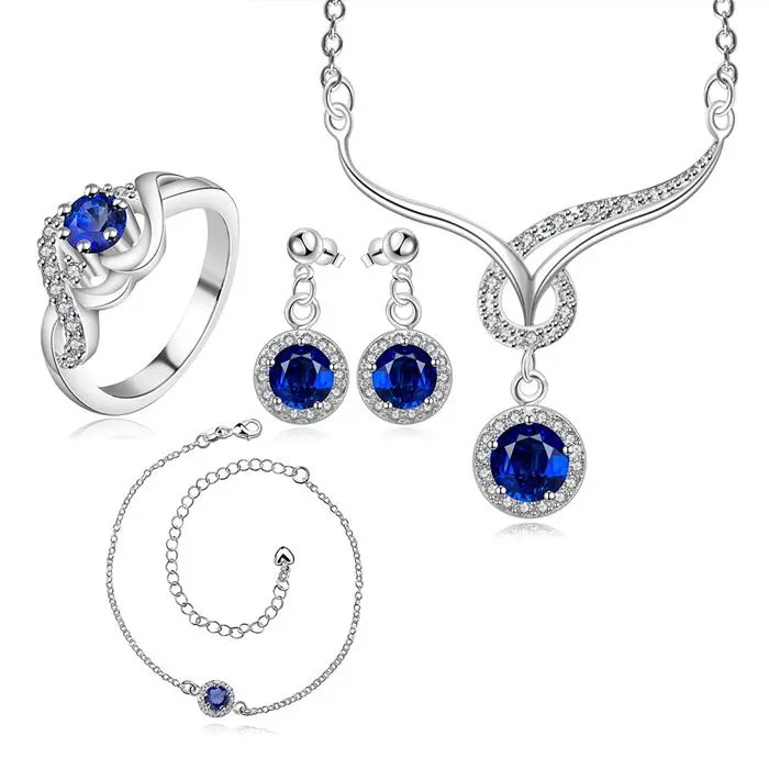 Комплект ювелирных изделий из серебра 925 пробы модный набор колье и серьги 449