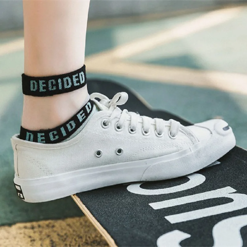 Женские носки хлопковые сшитые стеклянные шелковые милые с буквами в