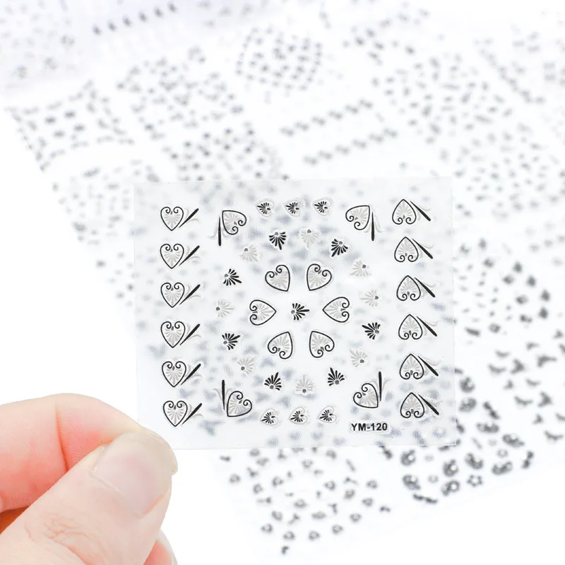 MAFANAILS 1 набор = 30 листов 3D Кристальные наклейки для ногтей сделай сам белый * черный