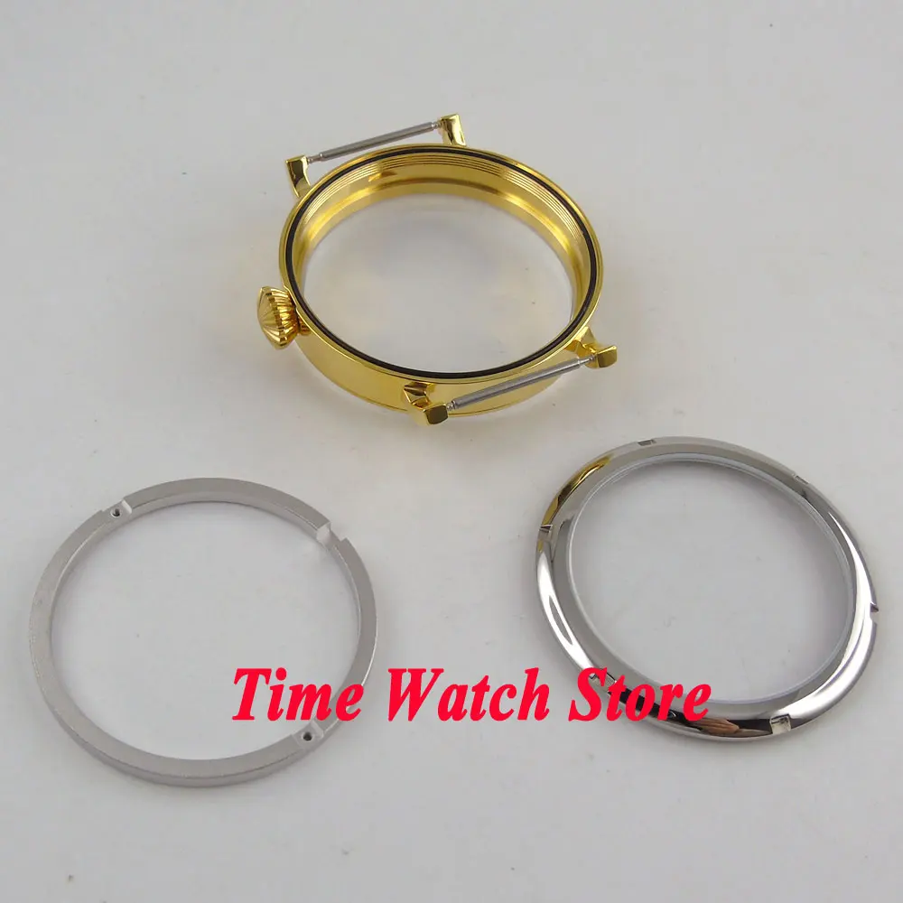 Parnis 46 мм желтый золотой чехол для часов из нержавеющей стали подходит ETA 6497 6498