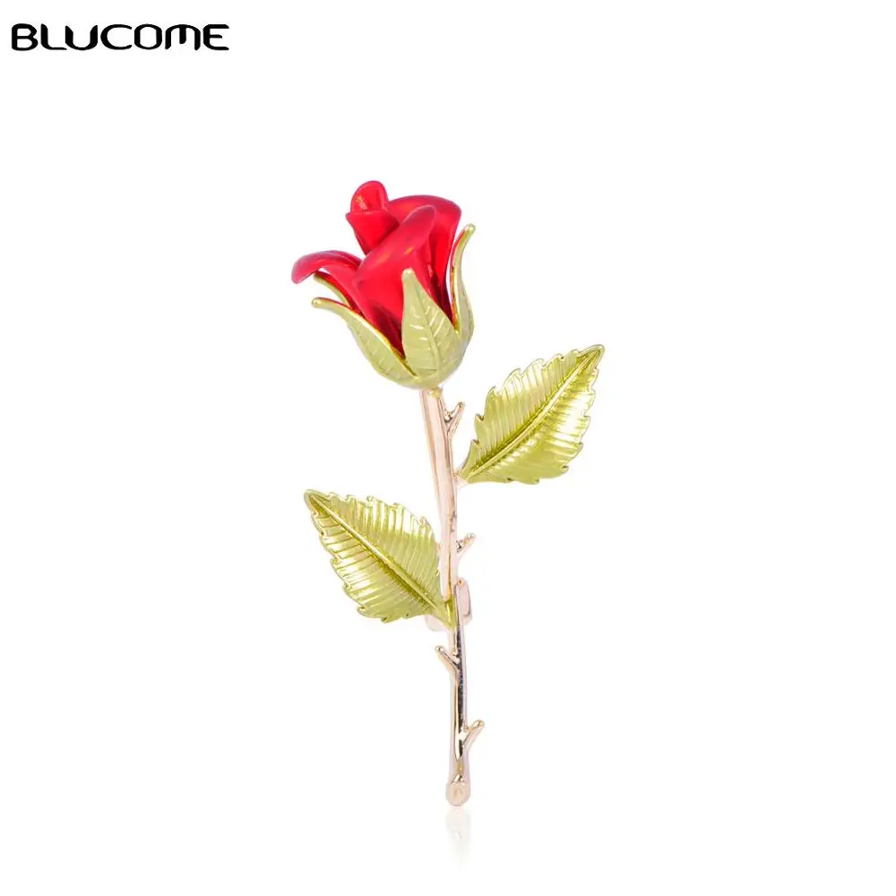 Blucome медные красные розовые Броши в форме цветка розы женские мужские подарки Модные металлические растения эмаль Свадебная вечеринка банкет брошь на лацкане
