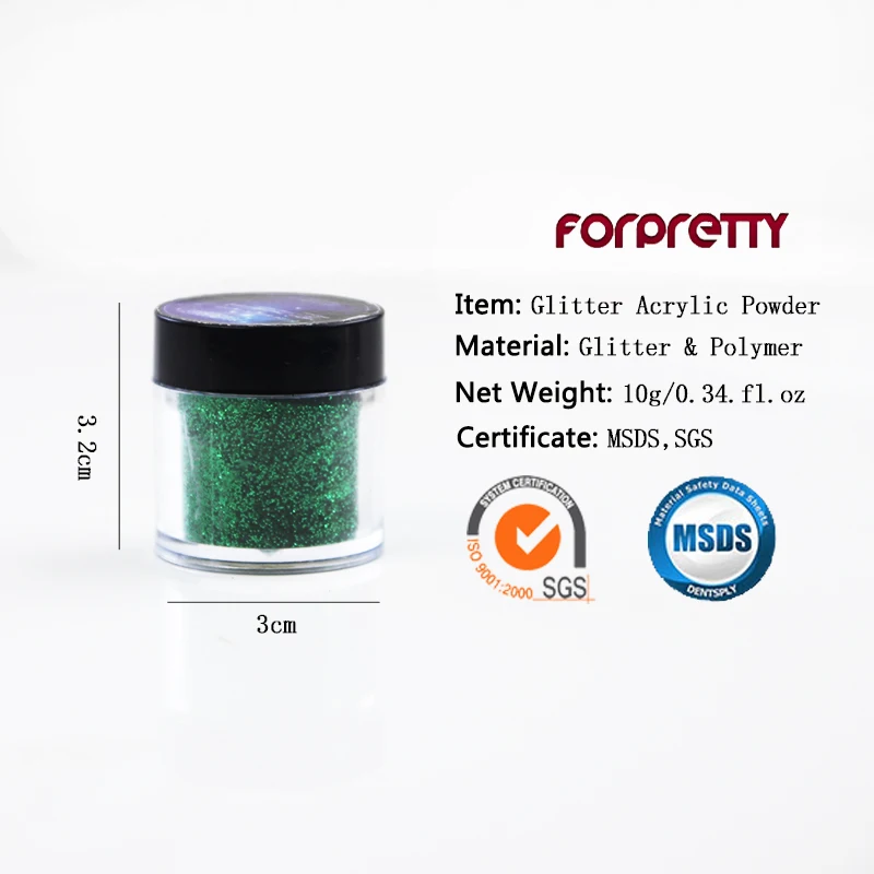 Блестящий акриловый порошок для дизайна ногтей FORPRETTY цветной ногтей|poudre acrylique pour