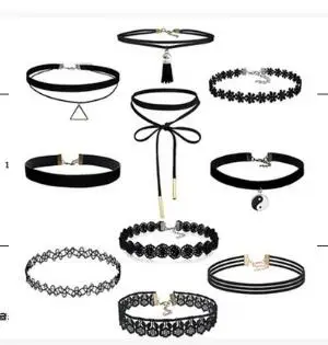 Винтажное бархатное кружевное ожерелье чокер для женщин 10 шт./лот Инь Янь с