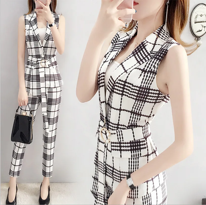

Women's suit 2019 two-piece summer new sleeveless vest casual slim pants temperament wild women's clothing
