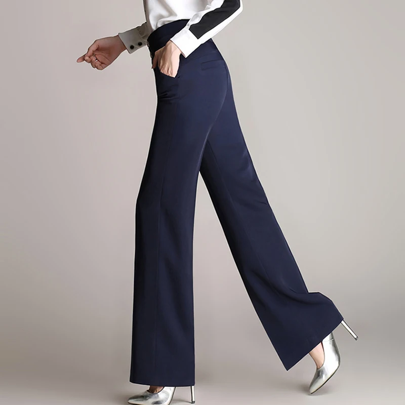 Новинка женские брюки 2019 весенние широкие черные однотонные свободные прямые