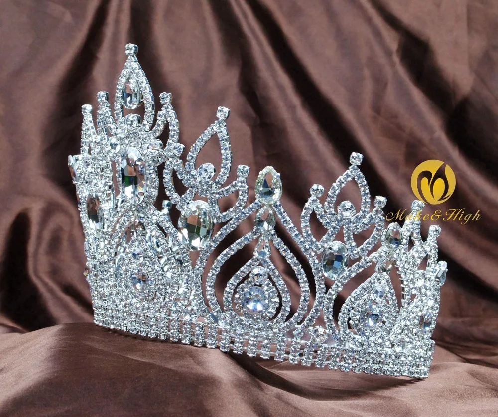 Красивые пышные диадемы для волос с кристаллами и стразами большой головной убор