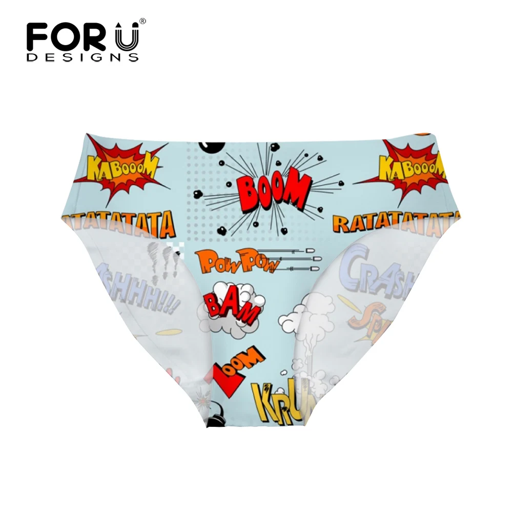 

Женское нижнее белье FORUDESIGNS, трусы, комикс, в стиле хип-поп, женское нижнее белье, короткие бесшовные брифы, сексуальные трусики с принтом