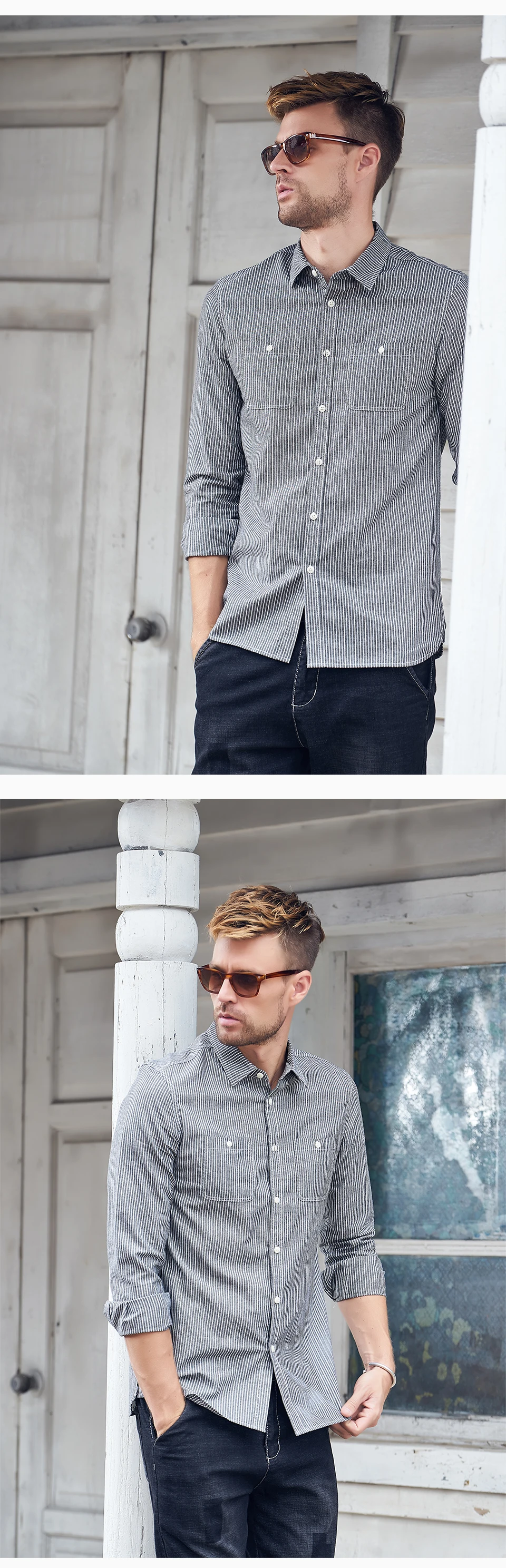 Enjeolon бренд camisa masculina хлопковые рубашки для мужчин полосатая рубашка для мужчин 3XL блузка с длинным рукавом рубашки для мужчин CX2512-1