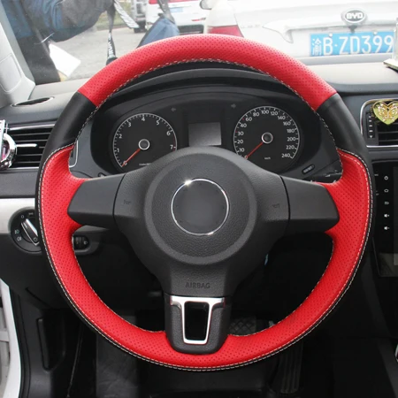 Style4 Ручной пошив чехол рулевого колеса автомобиля замша кожа для Volkswagen VW Golf 6 Mk6 Polo Sagitar Bora Santana Jetta MK5 2010-2013 - Название цвета: Style4