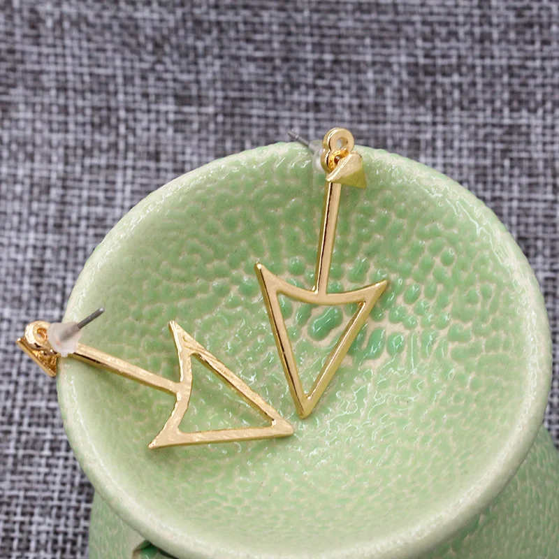 Женские Треугольные Серьги гвоздики золотистые и Серебристые серьги с двойным