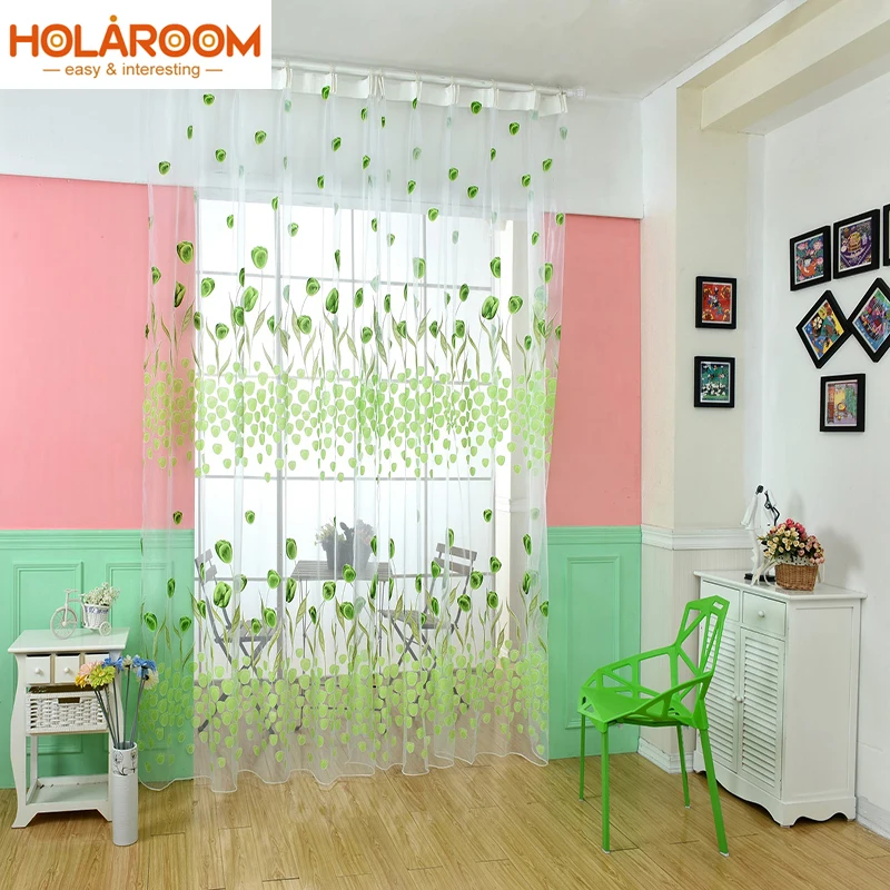 Тюльпан цветочный принт занавеска узор вуаль s для гостиной украшение дома 3