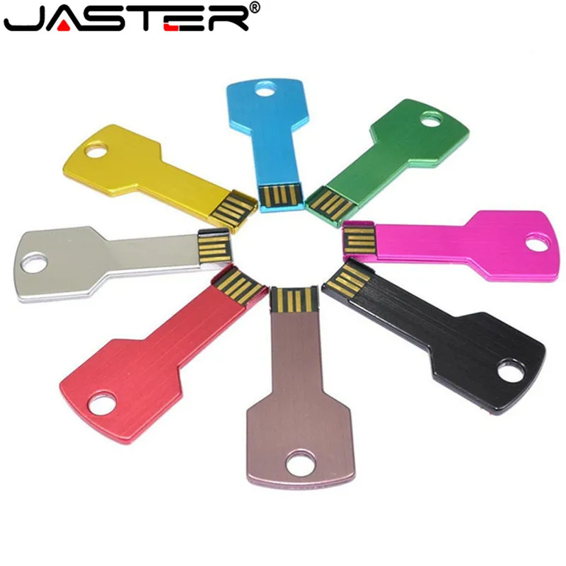 JASTER USB флеш-накопитель с логотипом на заказ, 4 ГБ, 8 ГБ, 16 ГБ, 32 ГБ, 64 ГБ, металлический флеш-накопитель, карта памяти, форма ключа