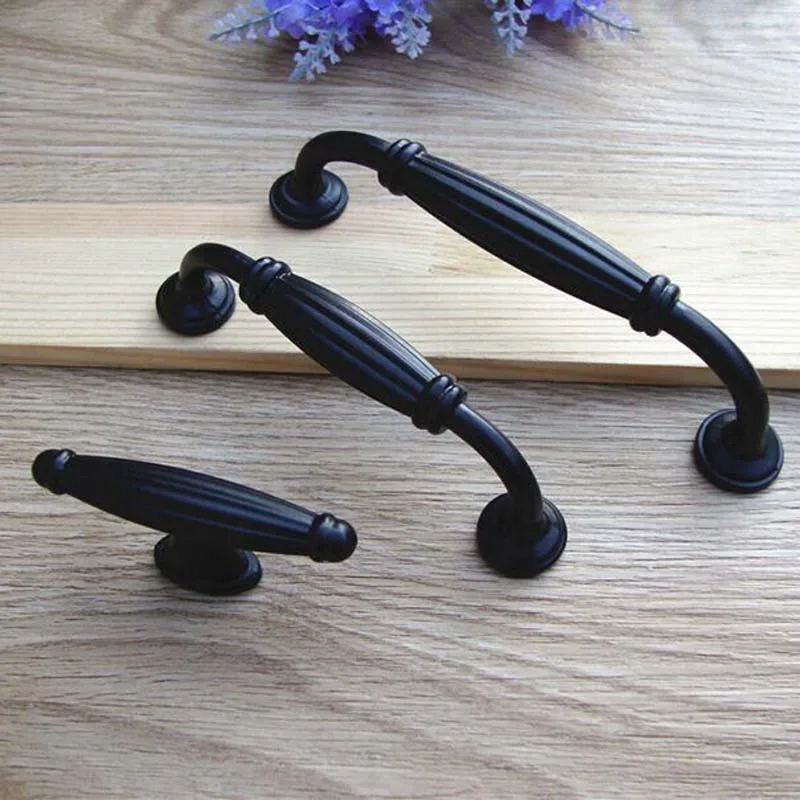 

128mm modern simple black kitchen cabinet wardrobe door handle pull black drawer dresser cupboard furniture handles knobs 5"
