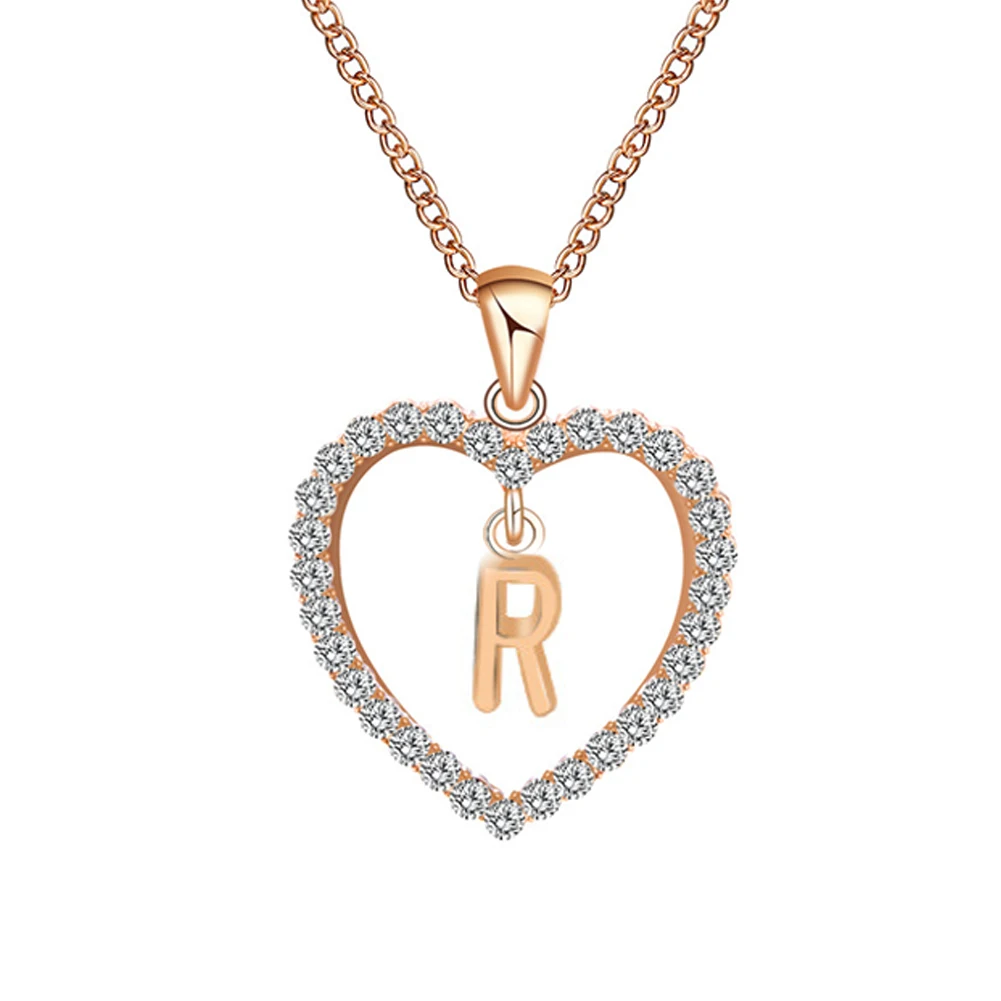 Простые Стильные английские буквенные формы Тема Колье в форме сердца кулон