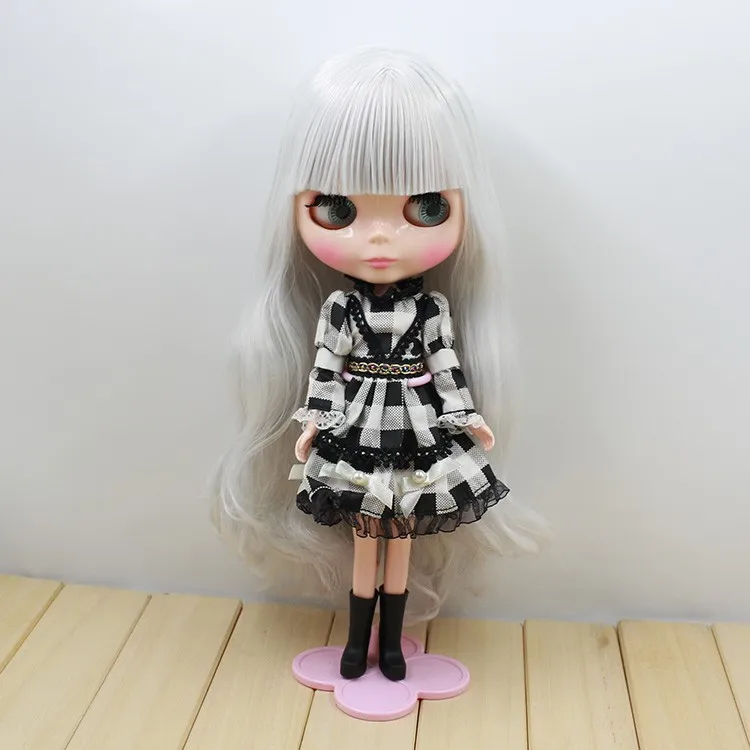 Обнаженная шарнирная кукла blyth neo 280BL1003 серебряные вьющиеся волосы с челкой игрушка подарок Сверкающее лицо