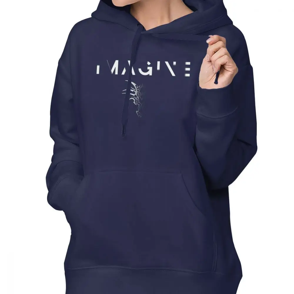 Imagine Dragon худи Imagining A Fading Dragon толстовки серые Kawaii толстовки женские негабаритные уличные пуловер толстовка с принтом - Цвет: Тёмно-синий
