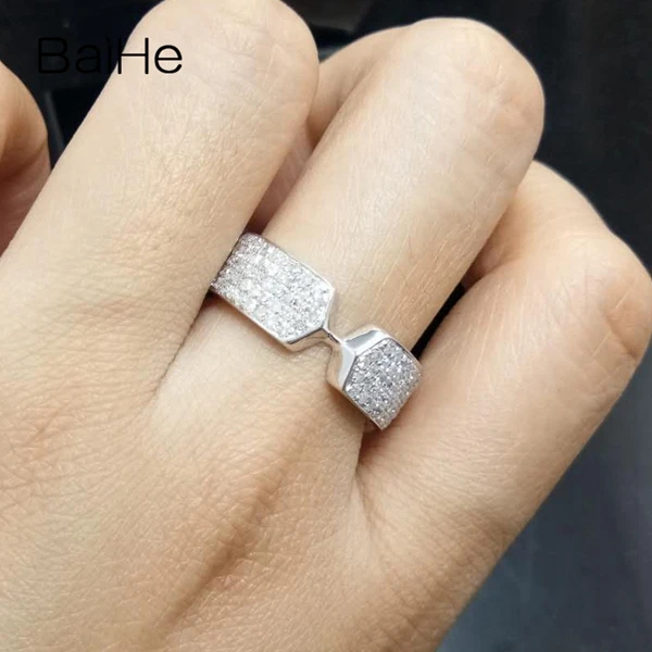 BAIHE стерлингового серебра 925 0.8CT Certified H/SI круглая огранка из натуральной Алмазы обручальные Для женщин модные ювелирные изделия кольцо
