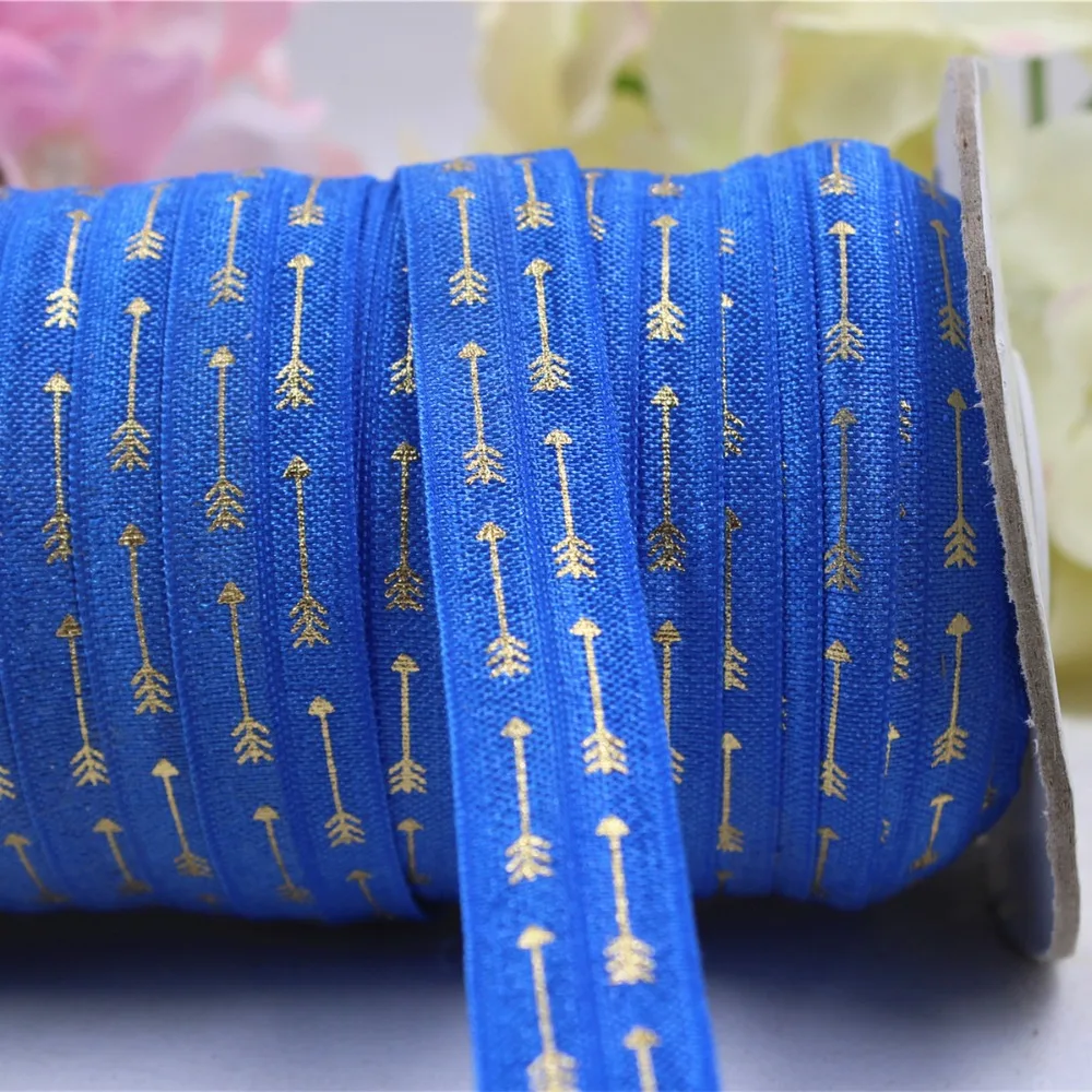 5/8 'ཌ мм горячее тиснение золотом с принтом стрелы эластичная лента 10 ярдов DIY