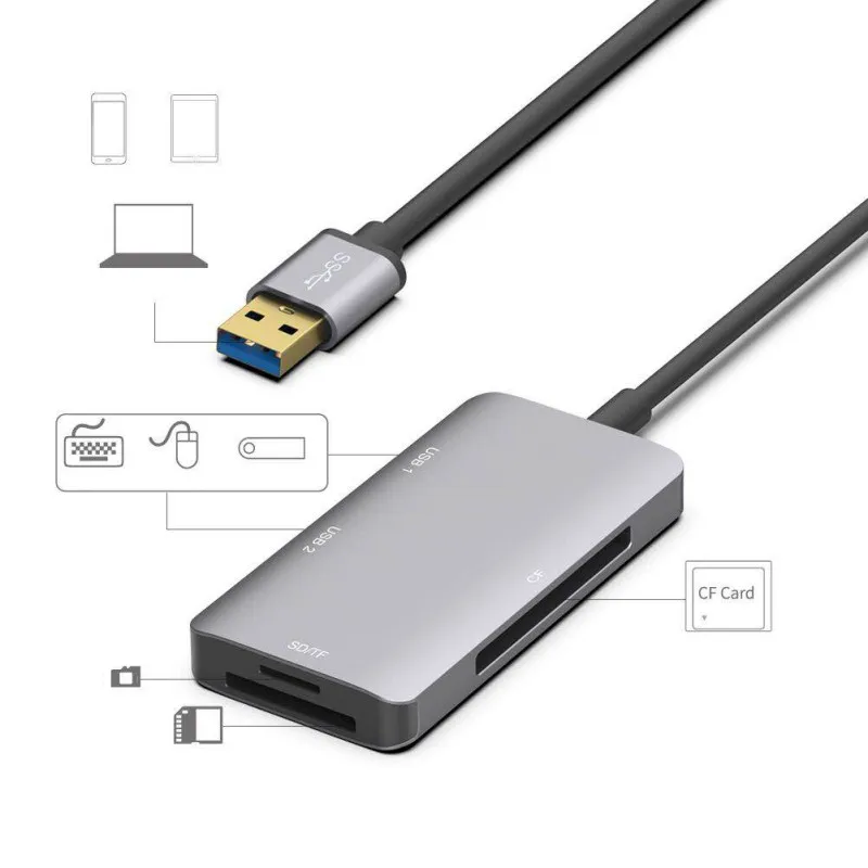 Высокоскоростной USB 3 0 концентратор кардридер порта адаптер сплиттер SD TF CF